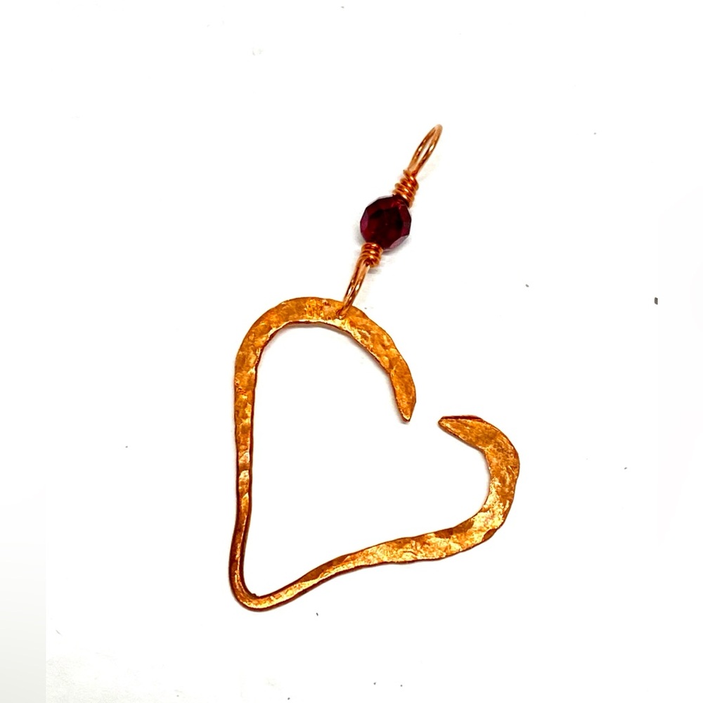 HANDCRAFTEd Hand Wrapped Hammered Pure Copper Heart Statement Pendant, Gift